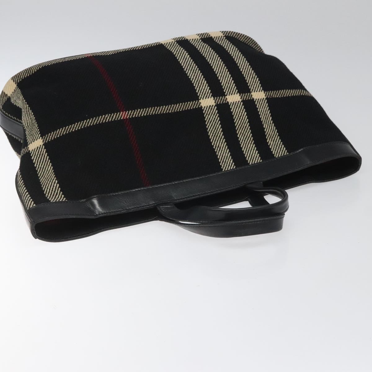 BURBERRY Nova Check Hand Bag Wool Black Auth 110205