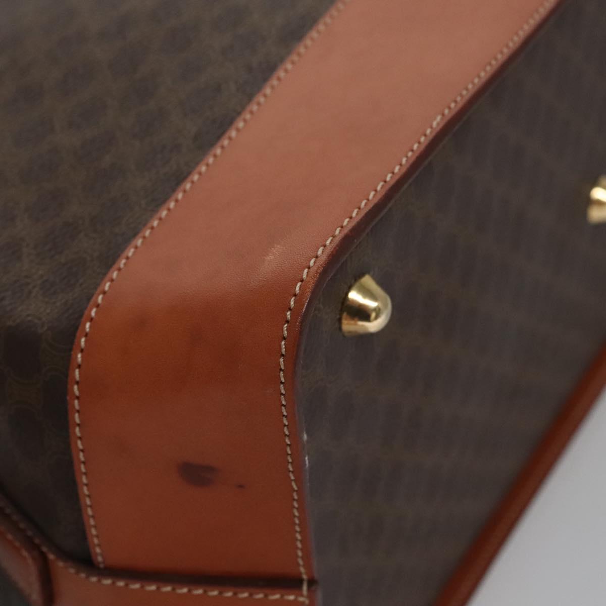CELINE Macadam Canvas Hand Bag PVC Leather Brown Auth 110210