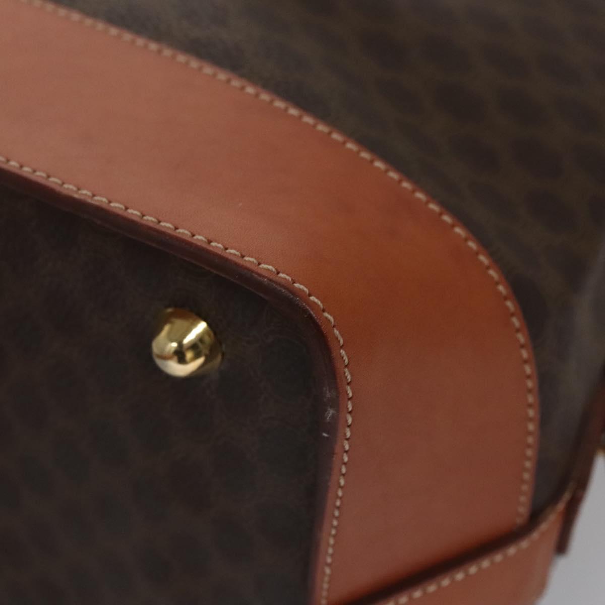 CELINE Macadam Canvas Hand Bag PVC Leather Brown Auth 110210