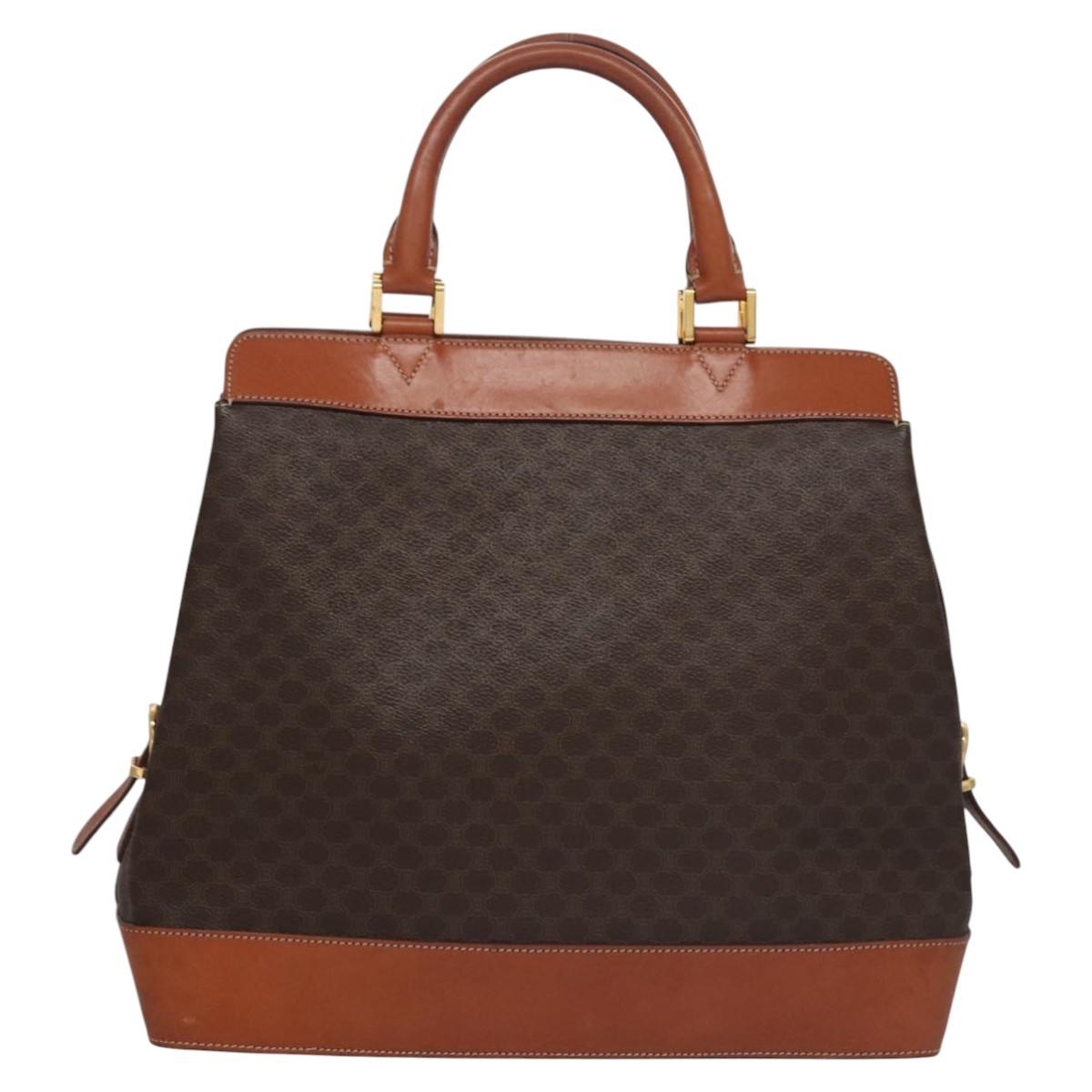 CELINE Macadam Canvas Hand Bag PVC Leather Brown Auth 110210