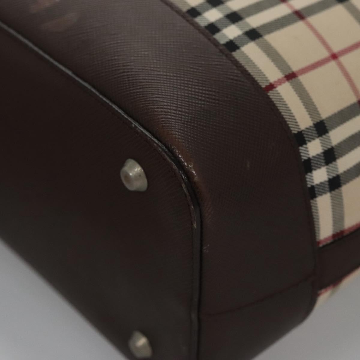 BURBERRY Nova Check Hand Bag Canvas Beige Auth 110211