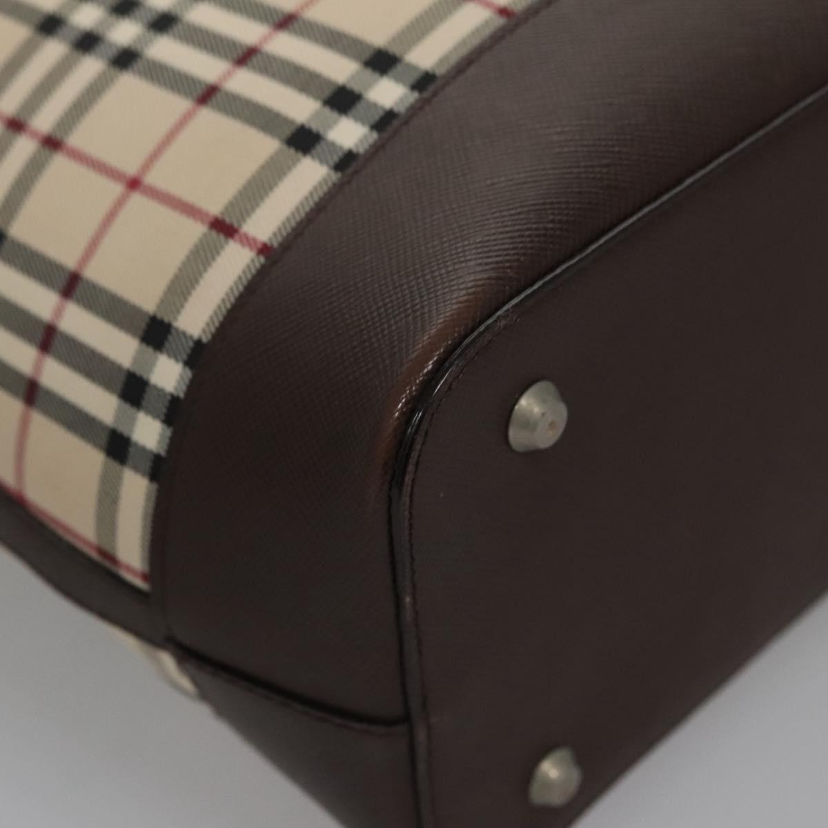 BURBERRY Nova Check Hand Bag Canvas Beige Auth 110211