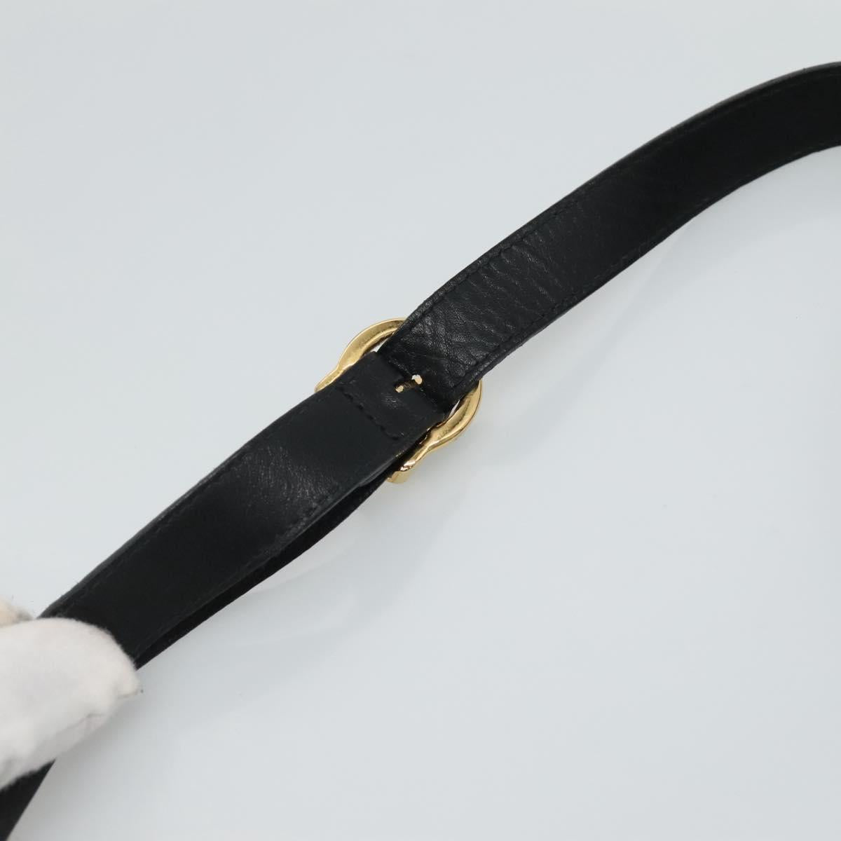 Salvatore Ferragamo Gancini Hand Bag Leather 2way Black Gold Auth 110218