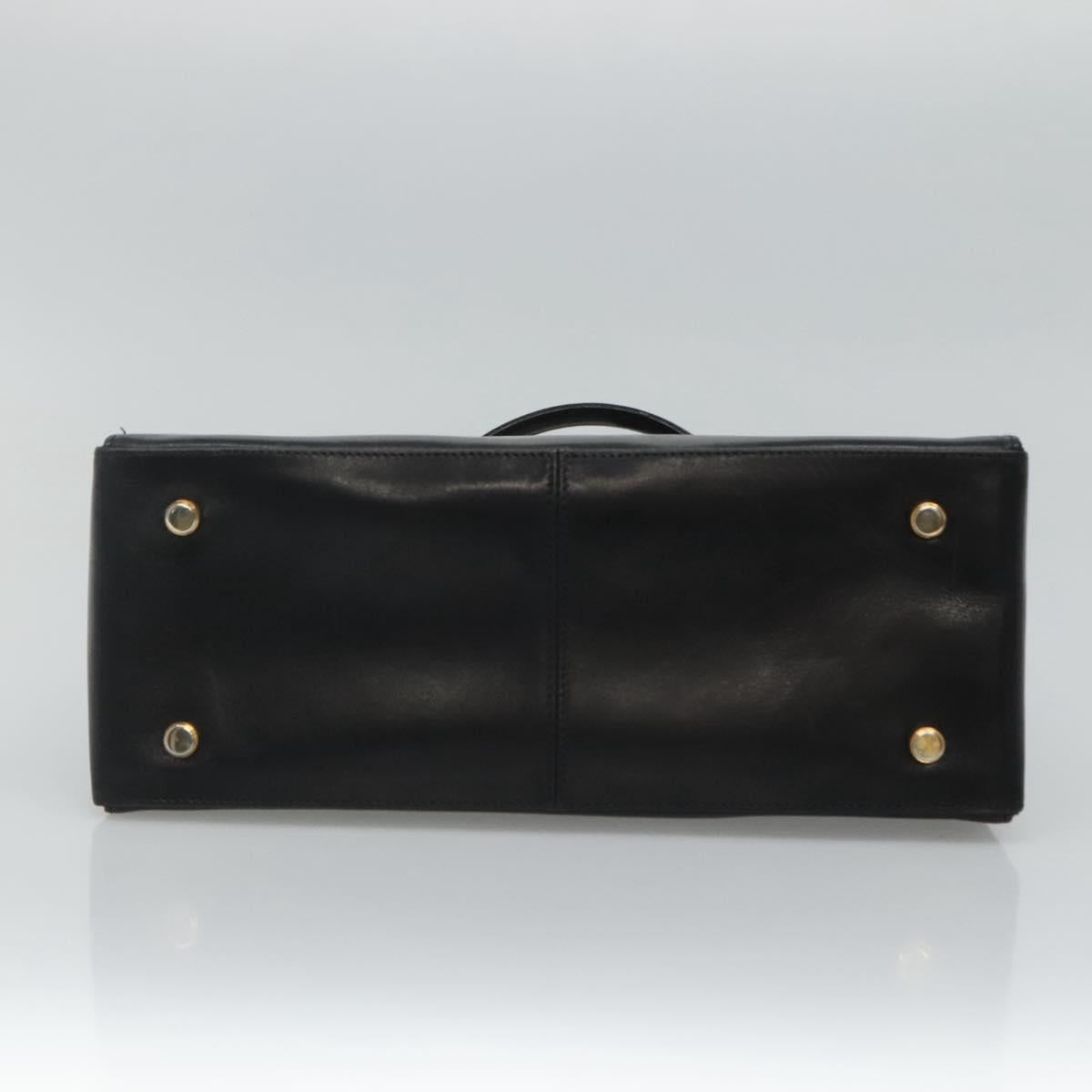 Salvatore Ferragamo Gancini Hand Bag Leather 2way Black Gold Auth 110218