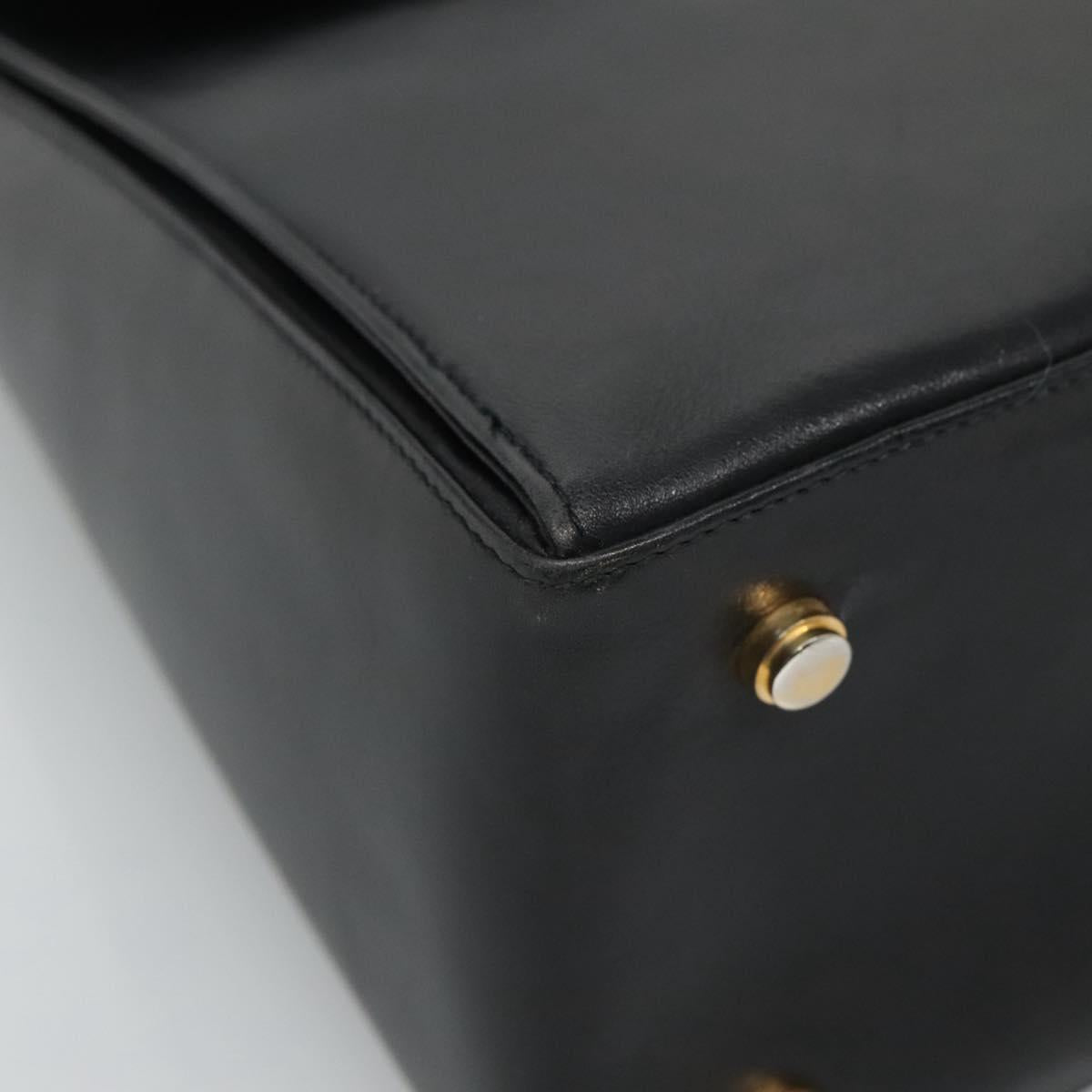 Salvatore Ferragamo Gancini Hand Bag Leather 2way Black Gold Auth 110218