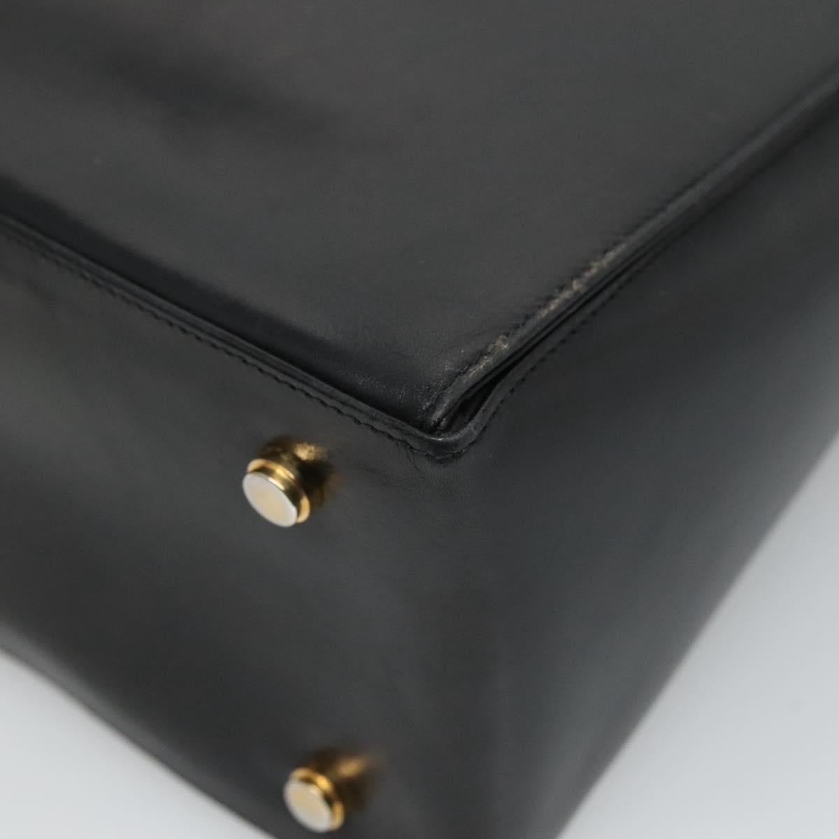 Salvatore Ferragamo Gancini Hand Bag Leather 2way Black Gold Auth 110218