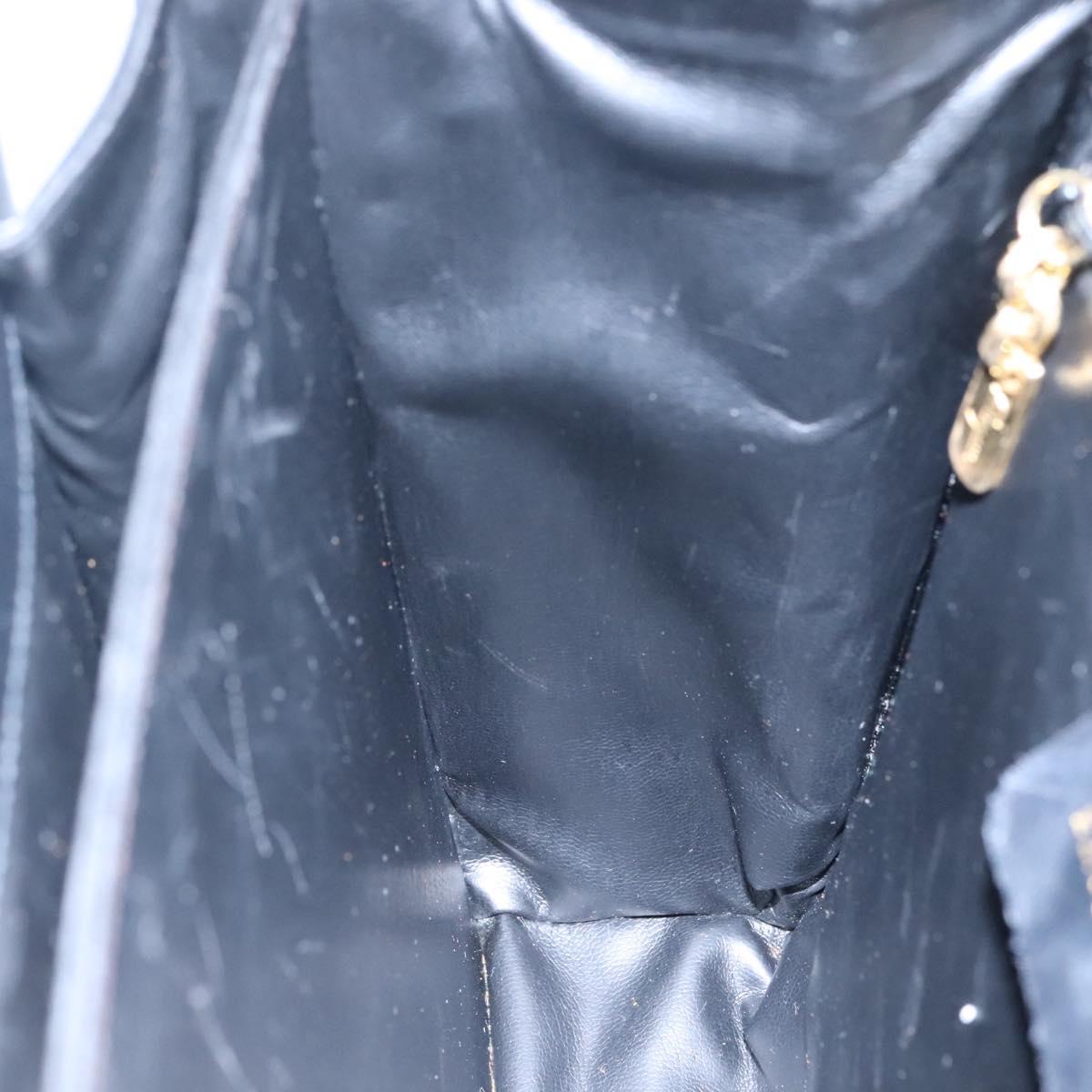 Salvatore Ferragamo Gancini Hand Bag Leather 2way Black Gold Auth 110218