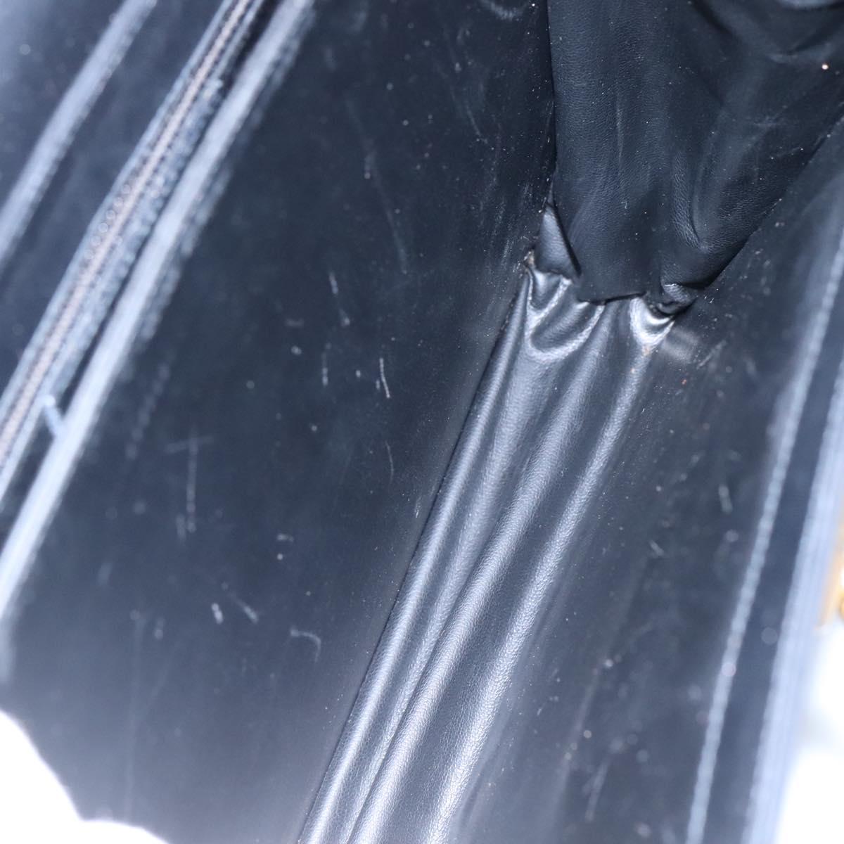 Salvatore Ferragamo Gancini Hand Bag Leather 2way Black Gold Auth 110218