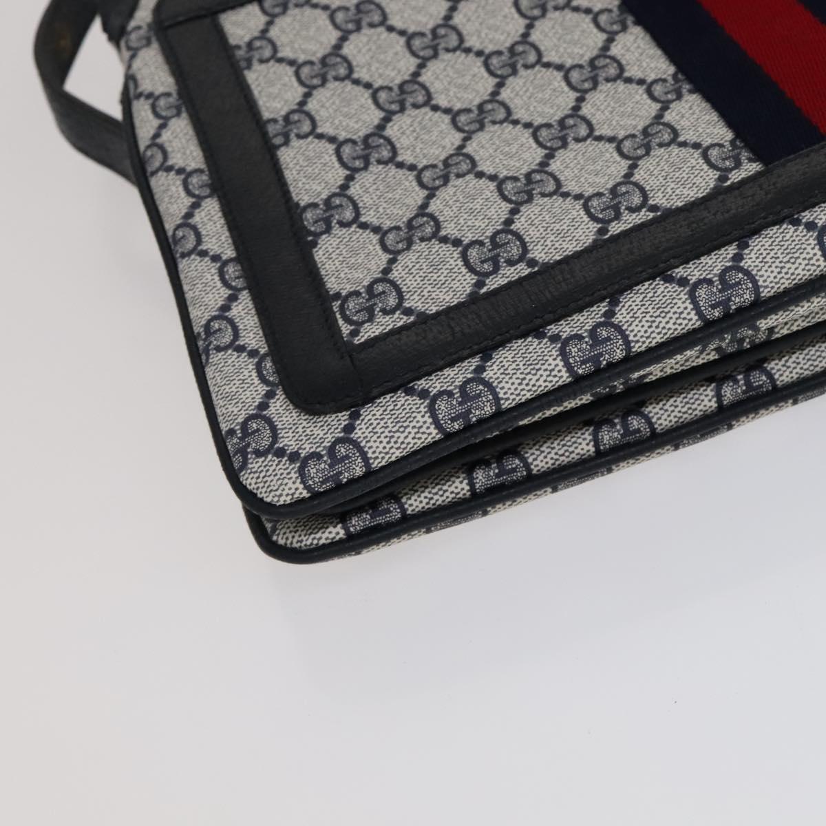 GUCCI GG Supreme Sherry Line Shoulder Bag PVC Navy Red 41 02 013 Auth 110219