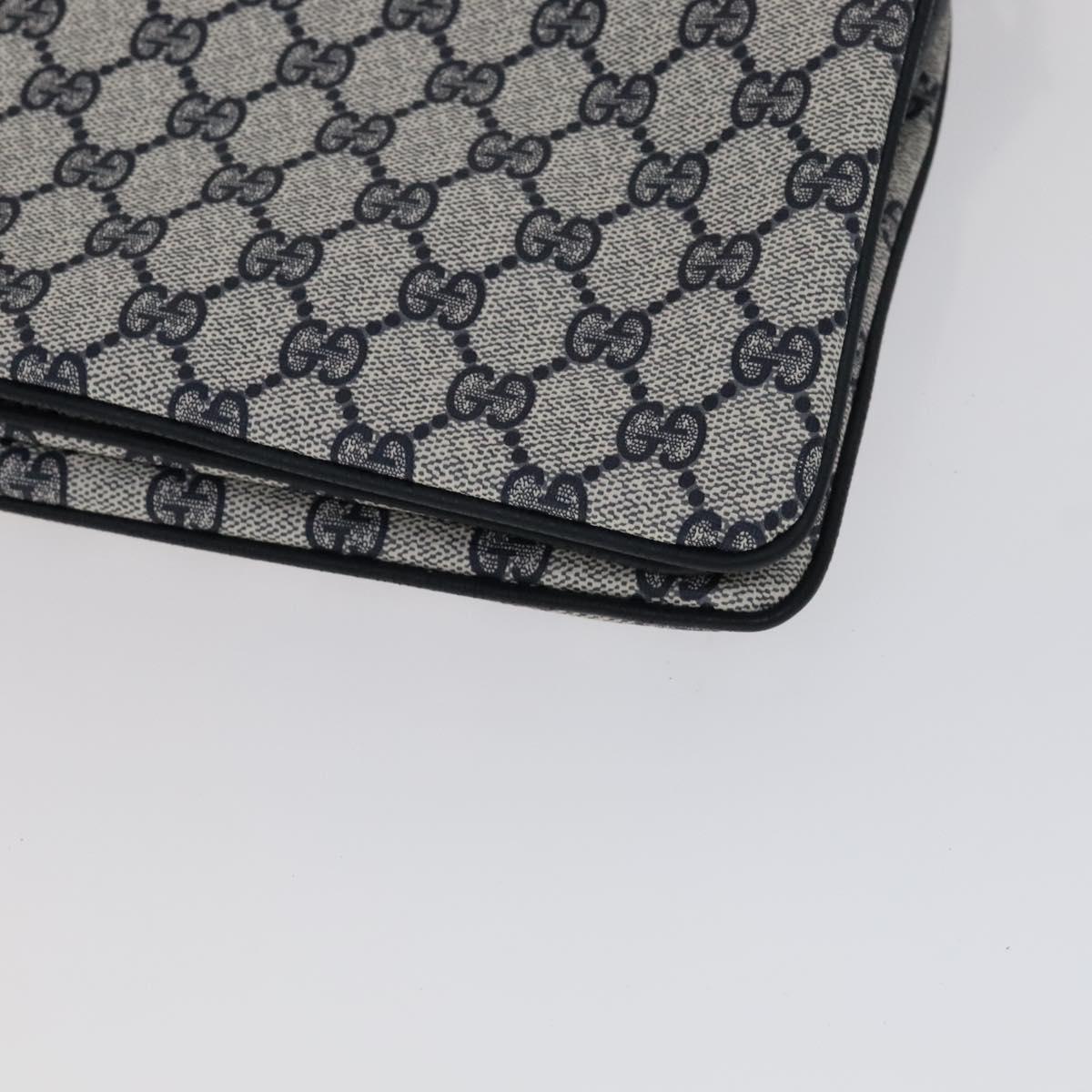 GUCCI GG Supreme Sherry Line Shoulder Bag PVC Navy Red 41 02 013 Auth 110219