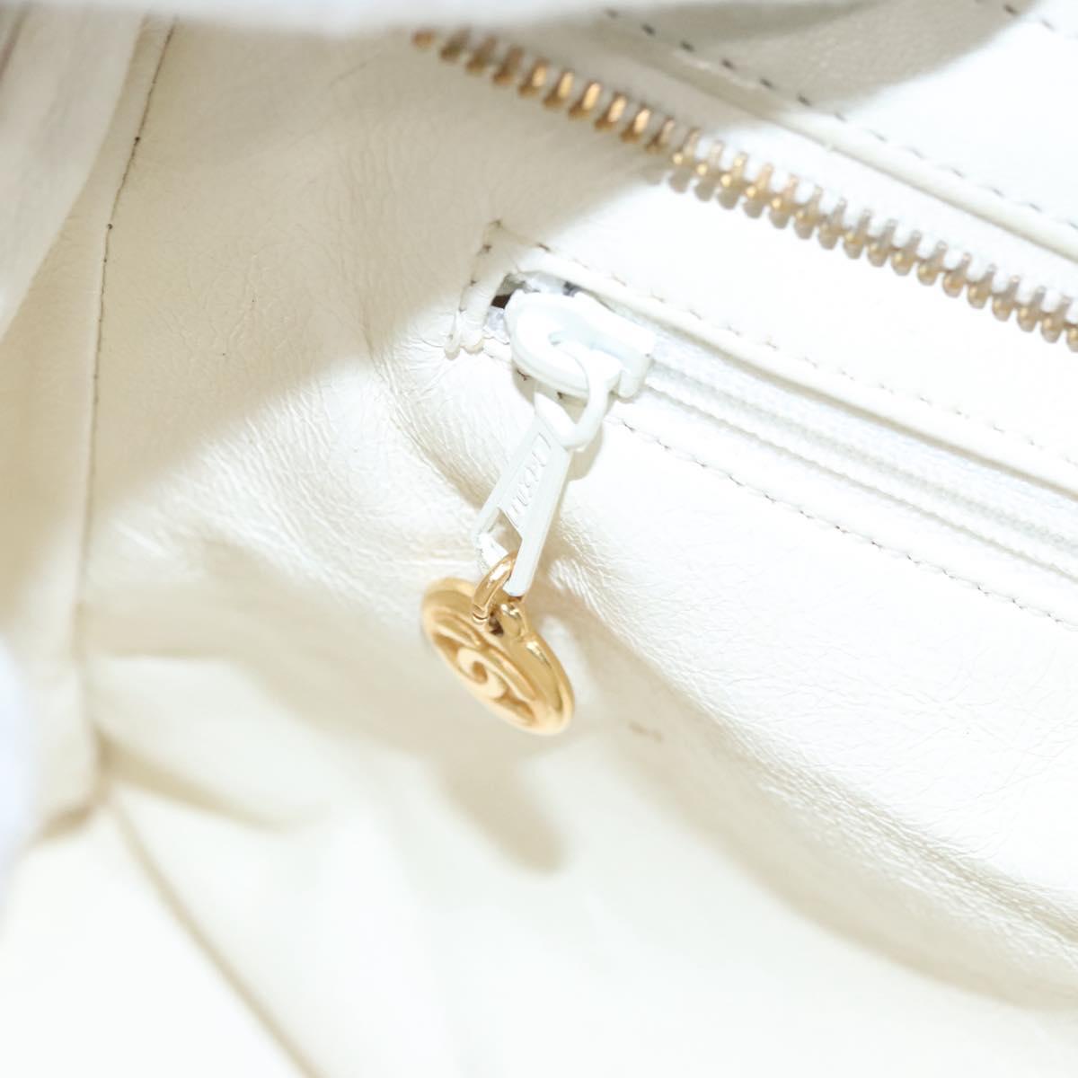 CHANEL Wild Stitch Hand Bag Leather White CC Auth 110221