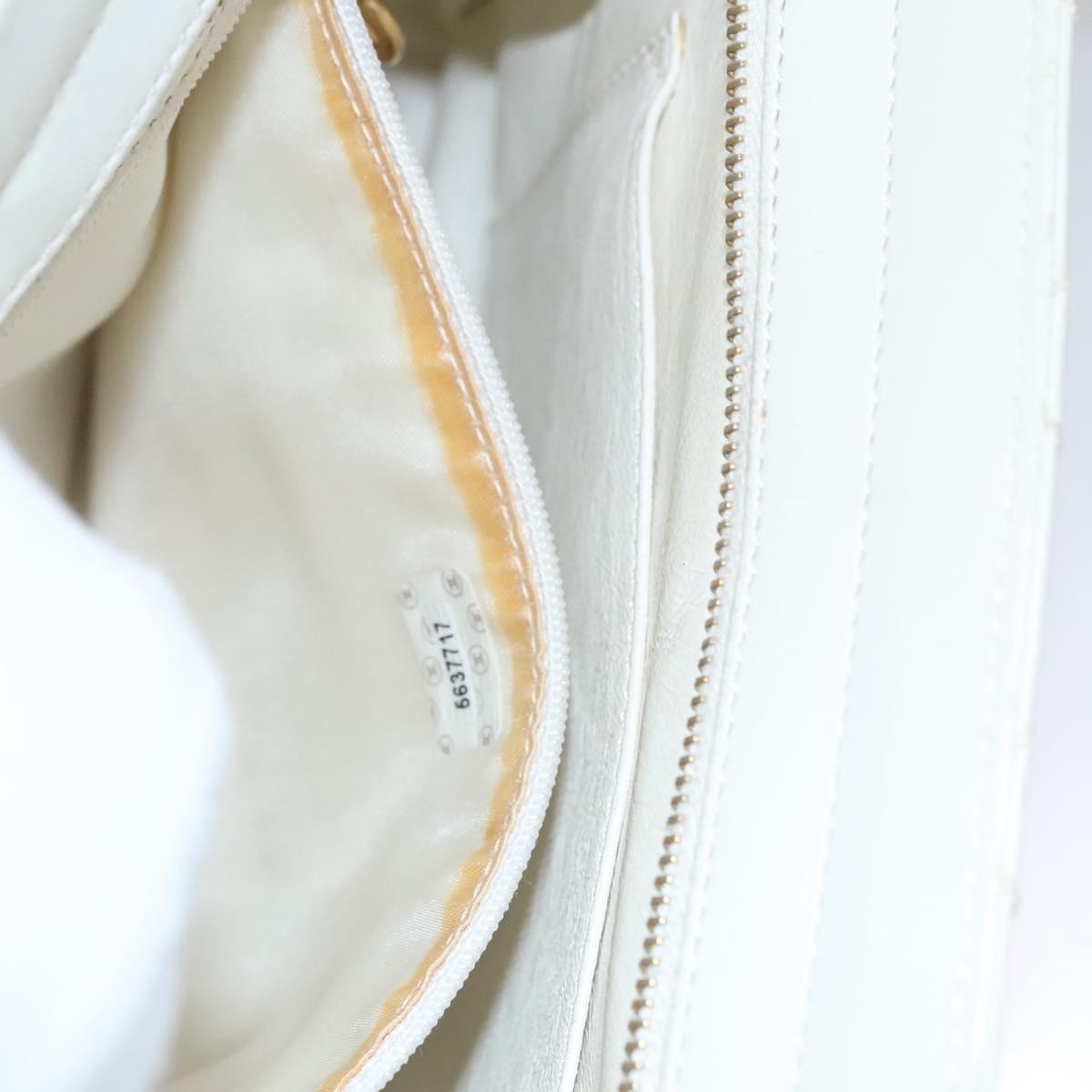 CHANEL Wild Stitch Hand Bag Leather White CC Auth 110221