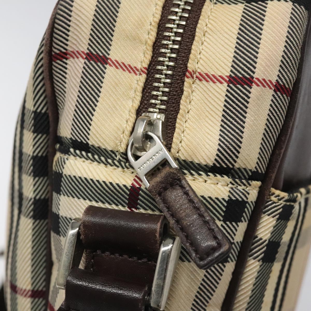 BURBERRY Nova Check Shoulder Bag Canvas Beige Auth 110227