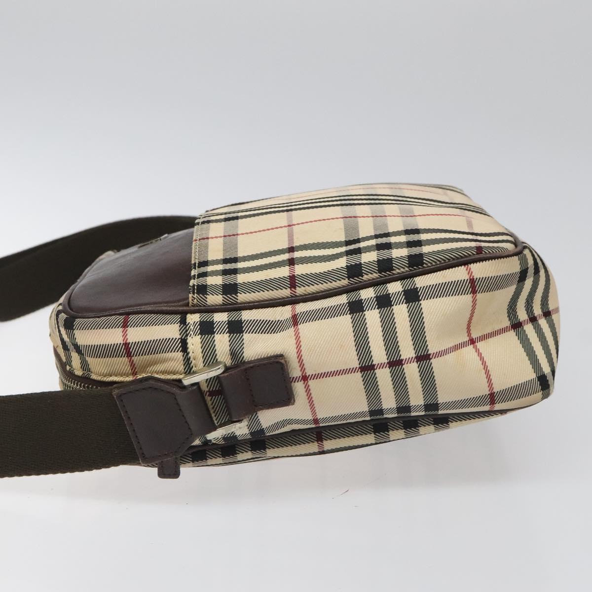 BURBERRY Nova Check Shoulder Bag Canvas Beige Auth 110227