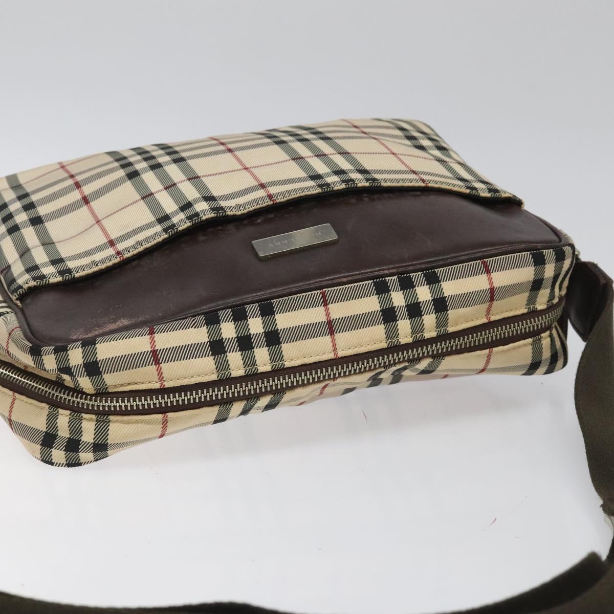 BURBERRY Nova Check Shoulder Bag Canvas Beige Auth 110227