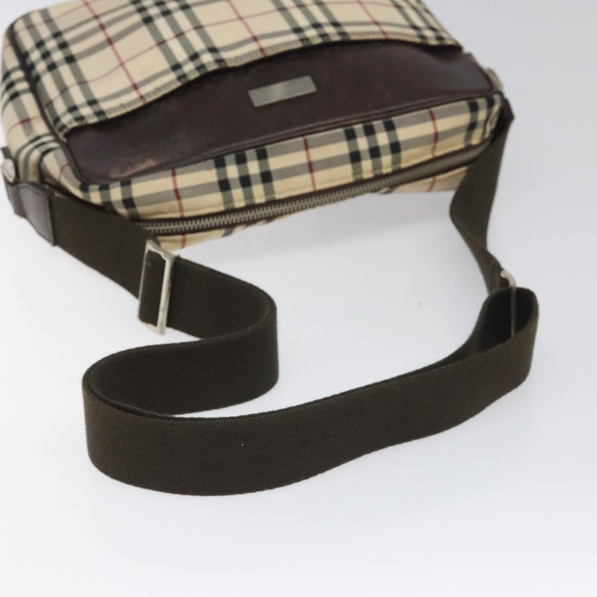 BURBERRY Nova Check Shoulder Bag Canvas Beige Auth 110227