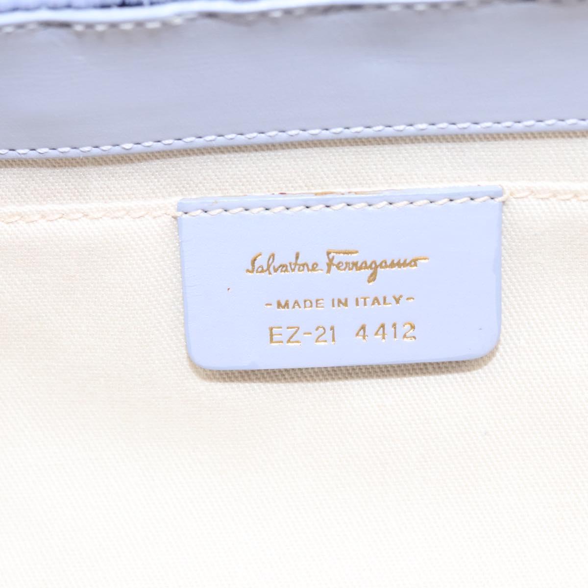 Salvatore Ferragamo Gancini Hand Bag Wicker Purple Gold Auth 110237AM