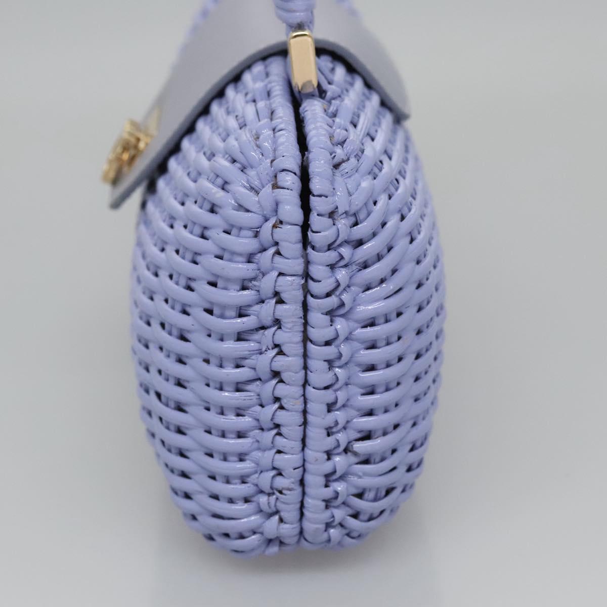 Salvatore Ferragamo Gancini Hand Bag Wicker Purple Gold Auth 110237AM