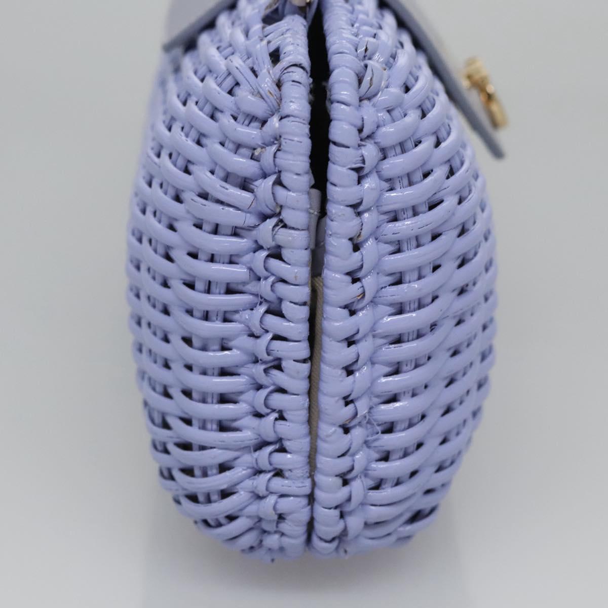 Salvatore Ferragamo Gancini Hand Bag Wicker Purple Gold Auth 110237AM