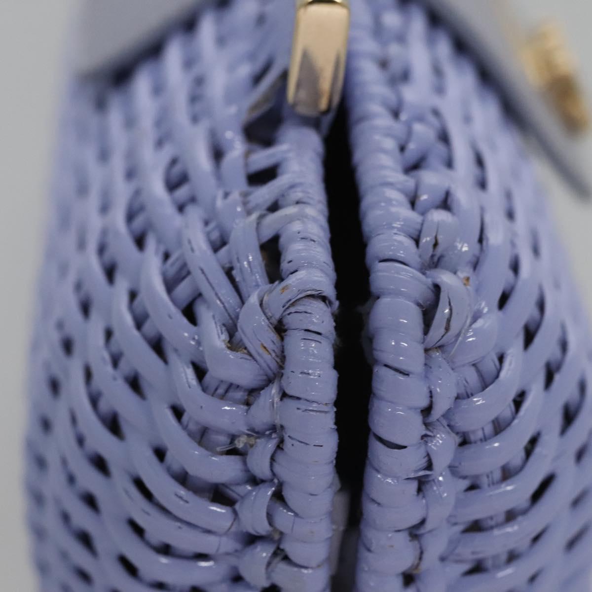 Salvatore Ferragamo Gancini Hand Bag Wicker Purple Gold Auth 110237AM