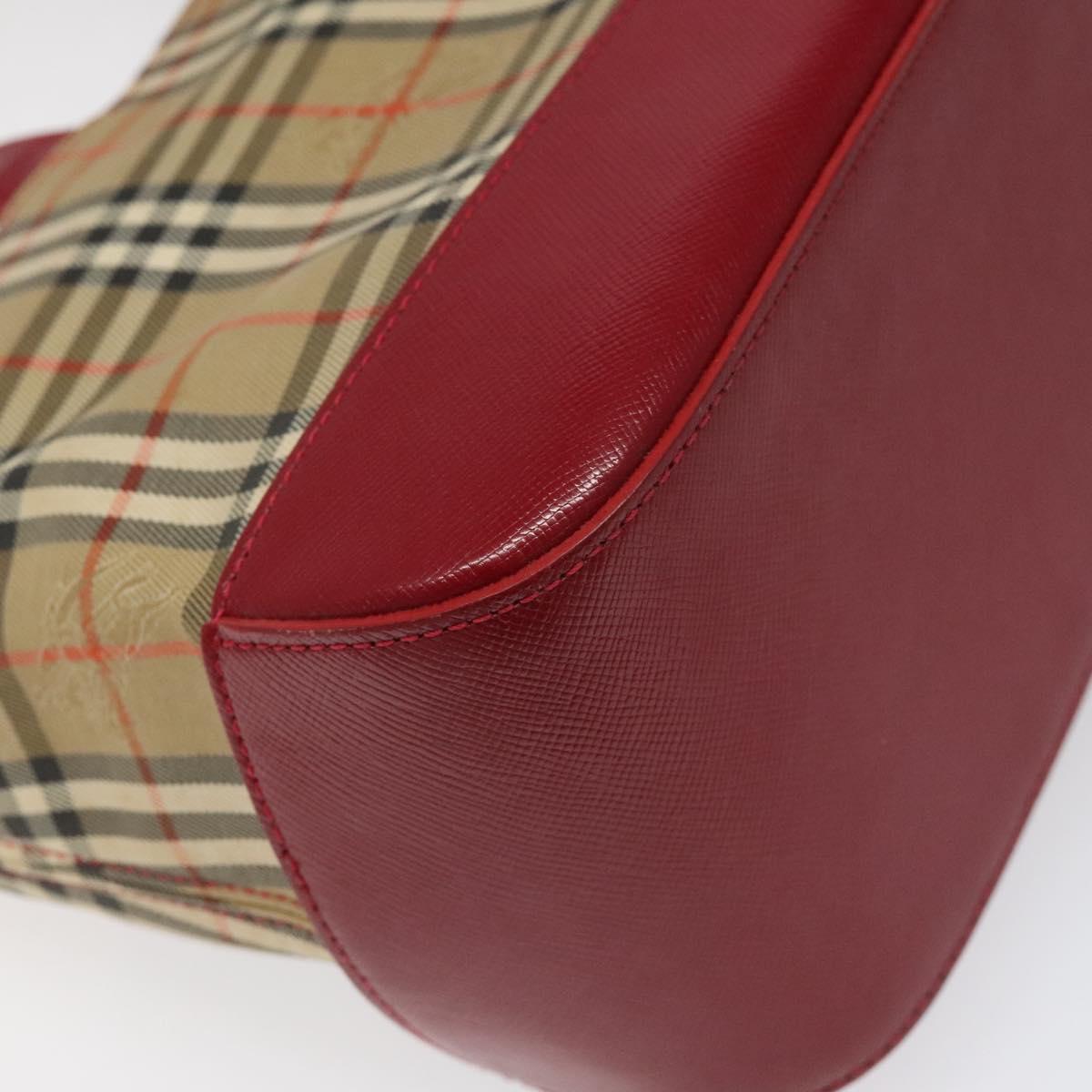 BURBERRY Nova Check Hand Bag Canvas Beige Auth 110238