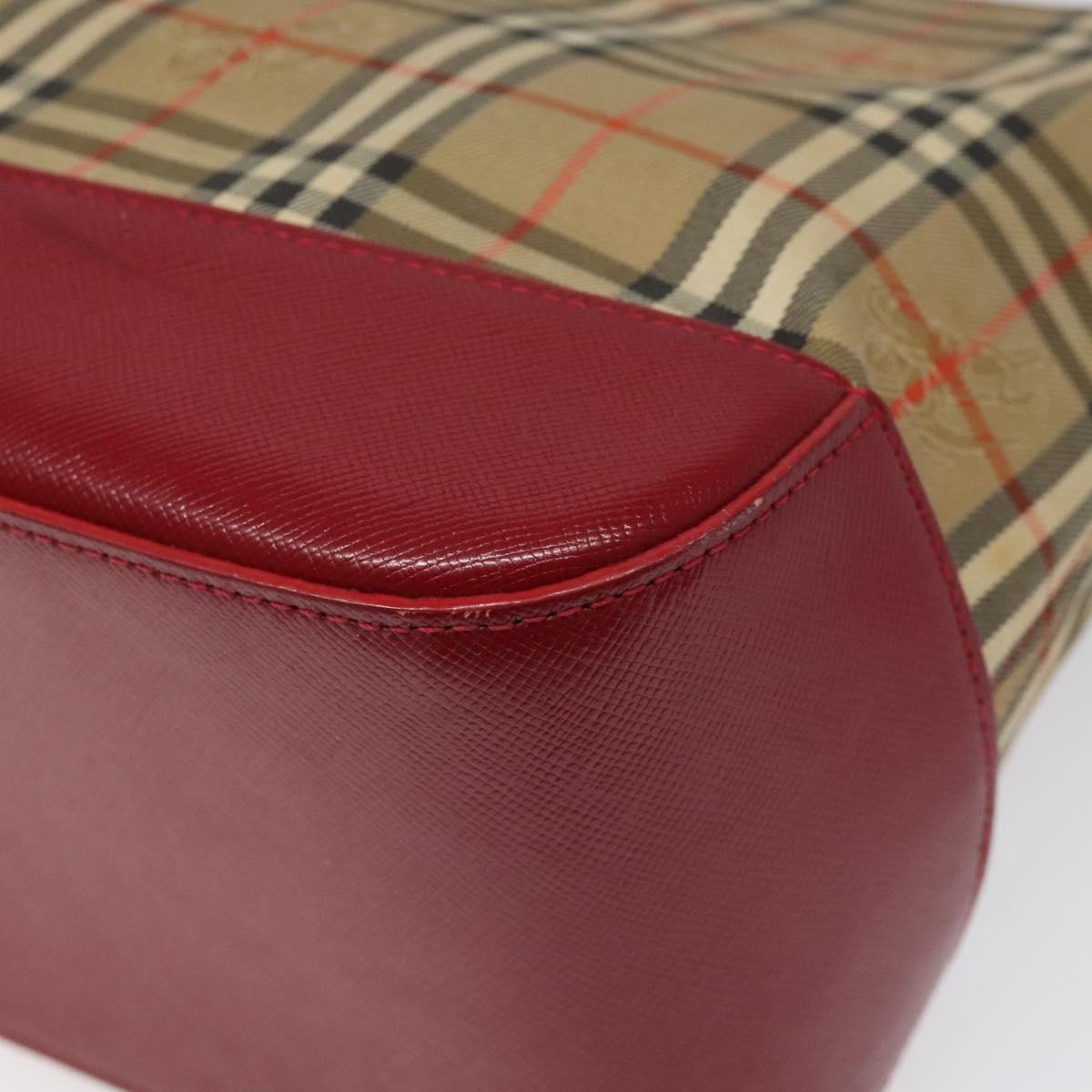 BURBERRY Nova Check Hand Bag Canvas Beige Auth 110238