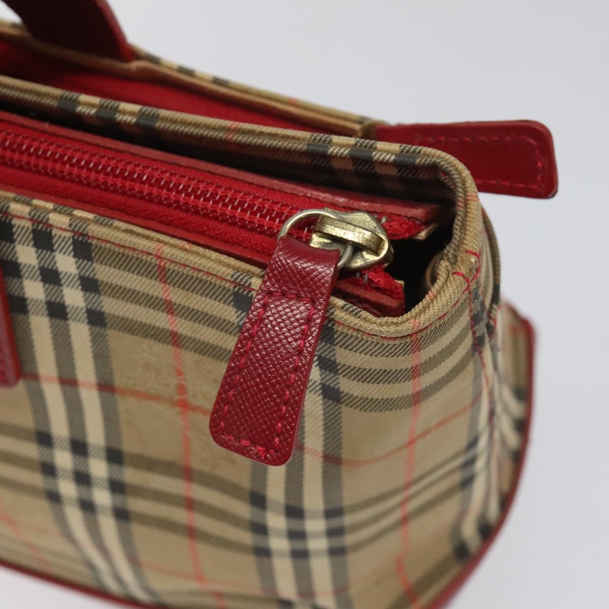 BURBERRY Nova Check Hand Bag Canvas Beige Auth 110238