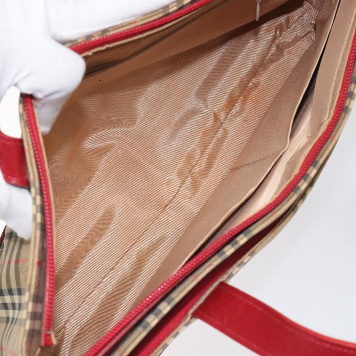 BURBERRY Nova Check Hand Bag Canvas Beige Auth 110238