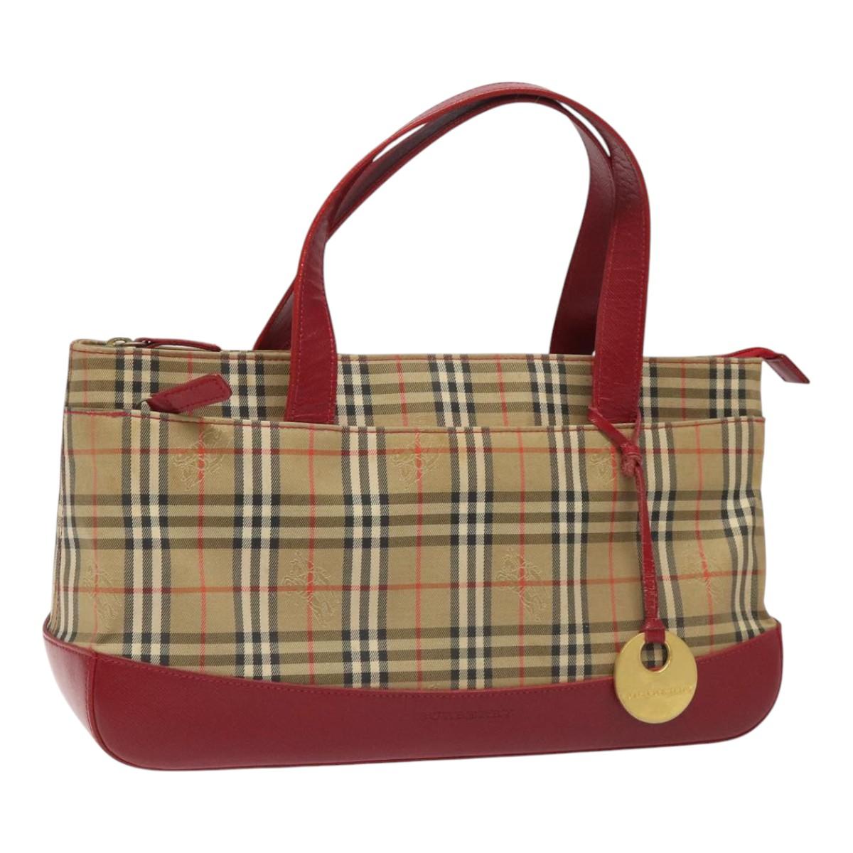 BURBERRY Nova Check Hand Bag Canvas Beige Auth 110238