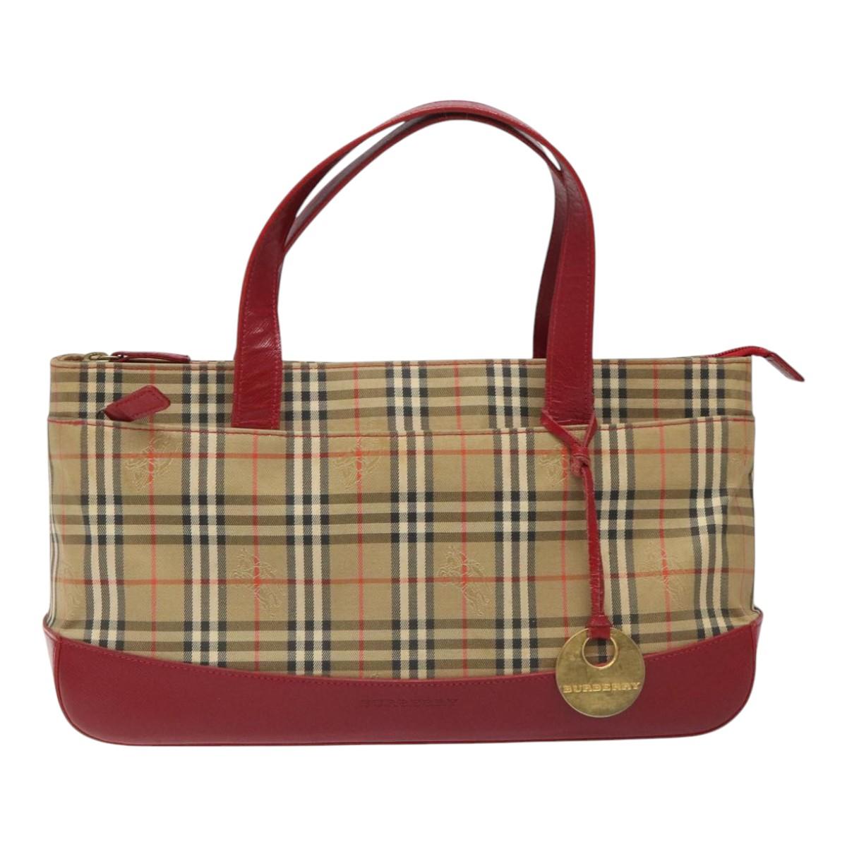 BURBERRY Nova Check Hand Bag Canvas Beige Auth 110238