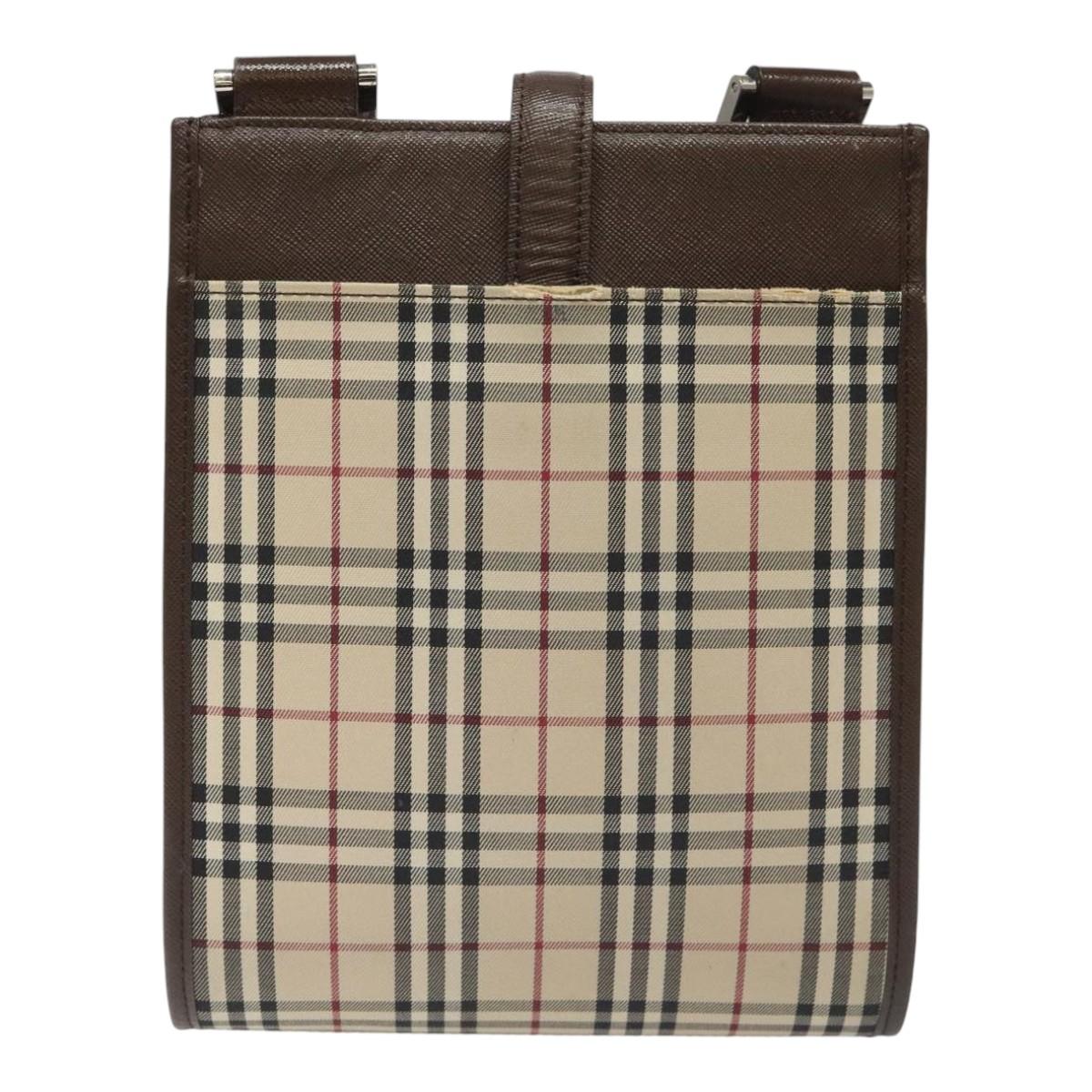 BURBERRY Nova Check Shoulder Bag Canvas Beige Auth 110242