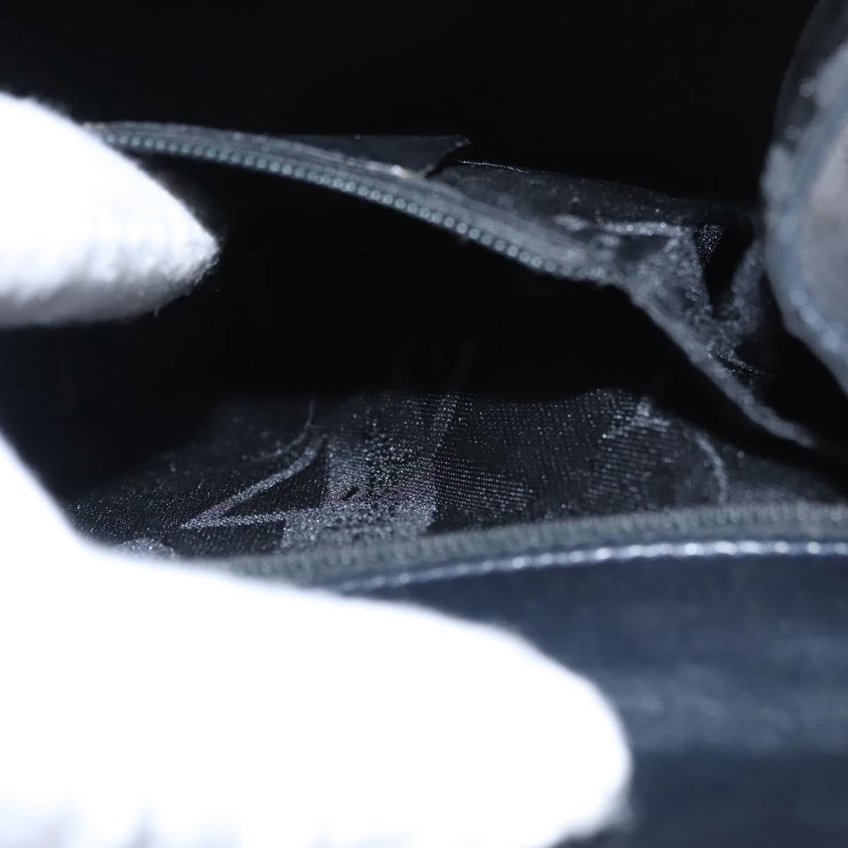 Salvatore Ferragamo Gancini Hand Bag Leather Black Auth 110245