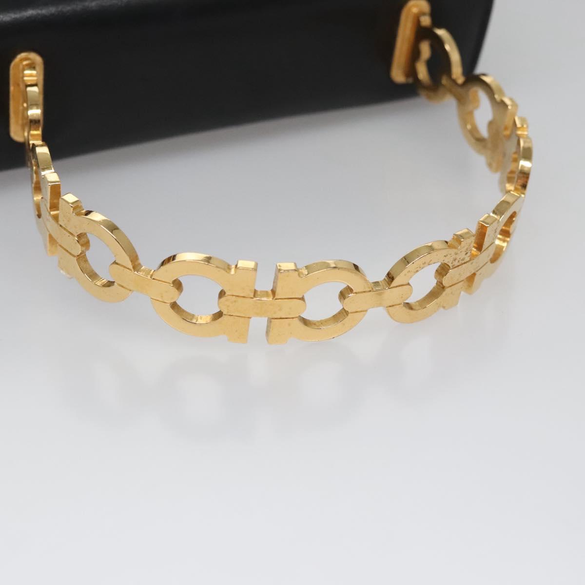 Salvatore Ferragamo Gancini Hand Bag Leather Black Auth 110245