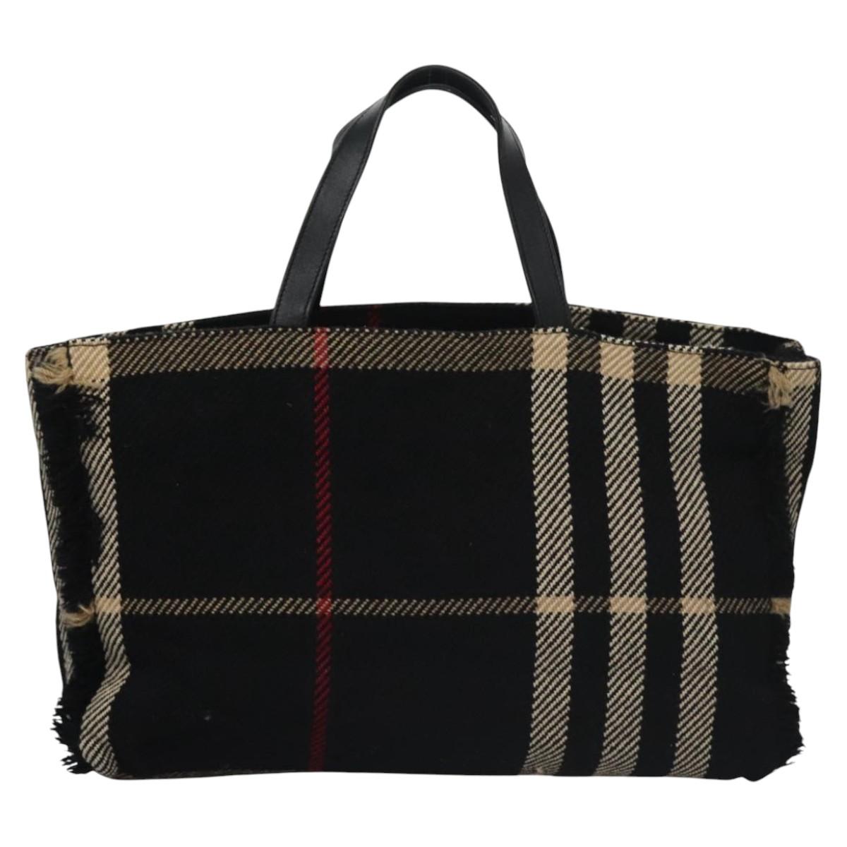 BURBERRY Nova Check Hand Bag Canvas Black Auth 110246