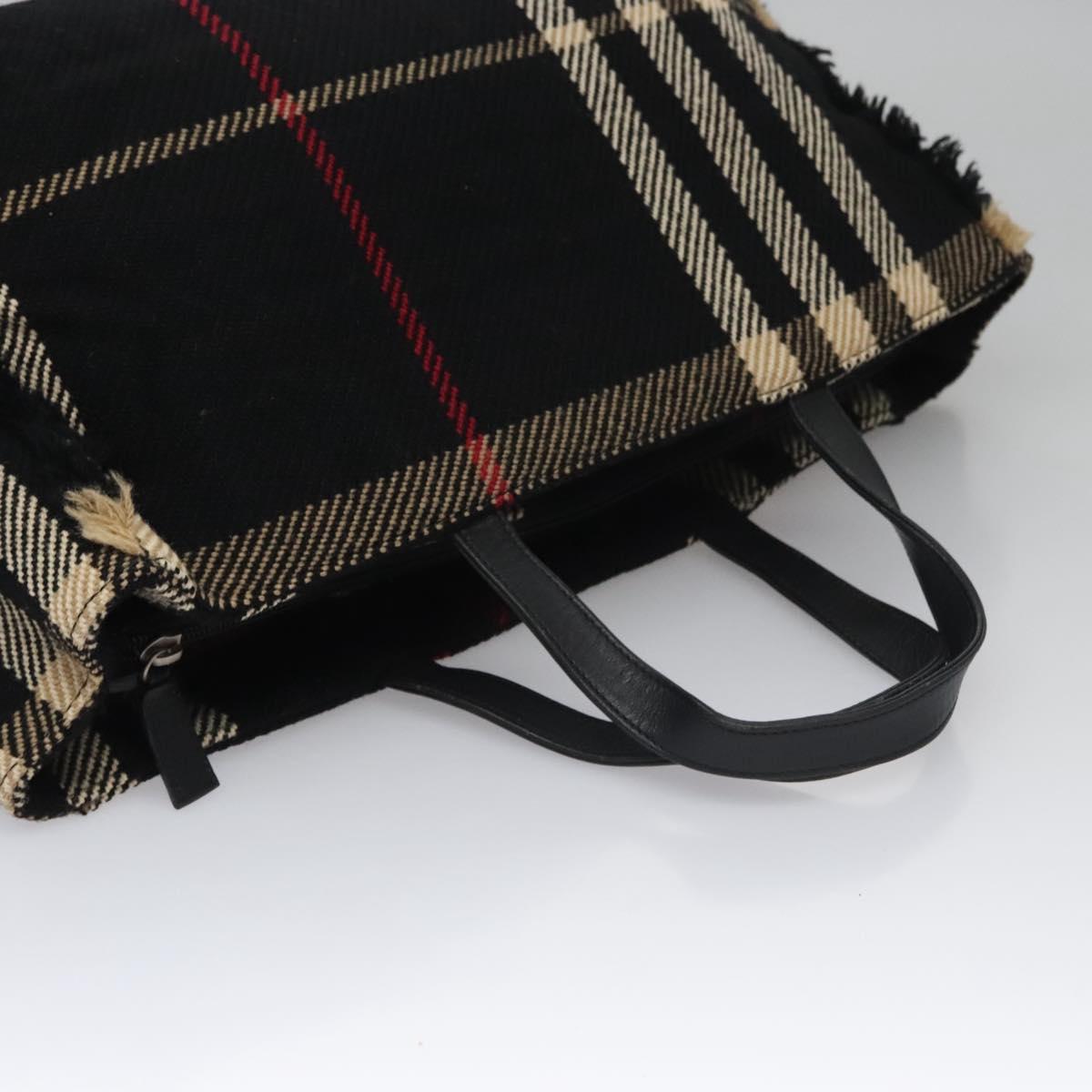 BURBERRY Nova Check Hand Bag Canvas Black Auth 110246