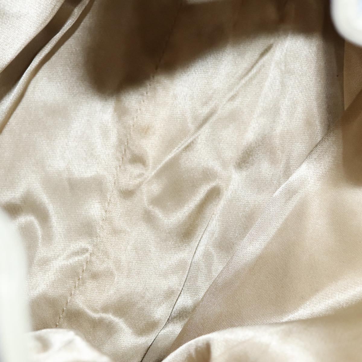 CHANEL Matelasse Chain Shoulder Bag Canvas White Light Blue CC Auth 110253