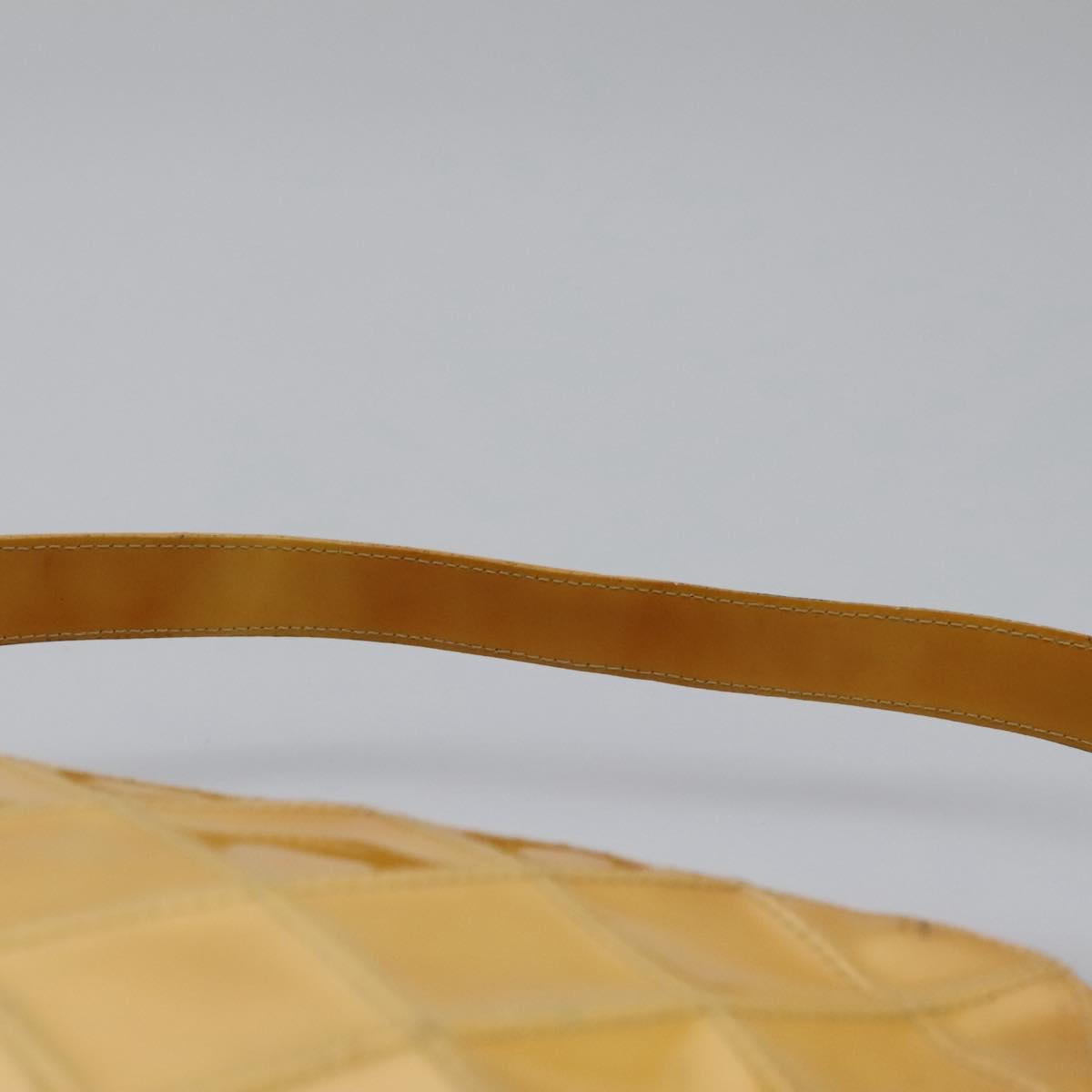 CHANEL Bicolore Shoulder Bag Patent leather Yellow CC Auth 110286