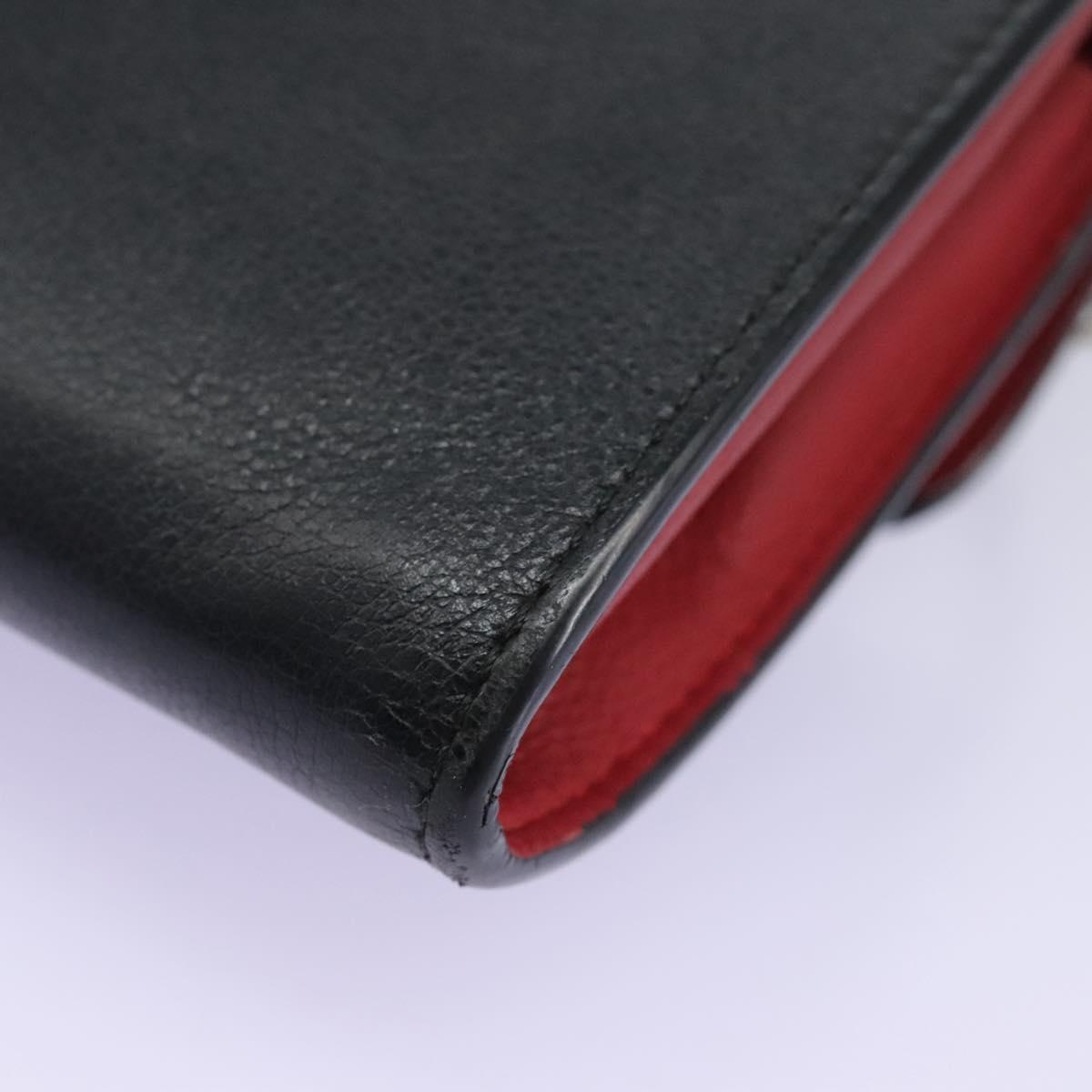 Salvatore Ferragamo Gancini Chain Shoulder Wallet Leather Black Auth 110302