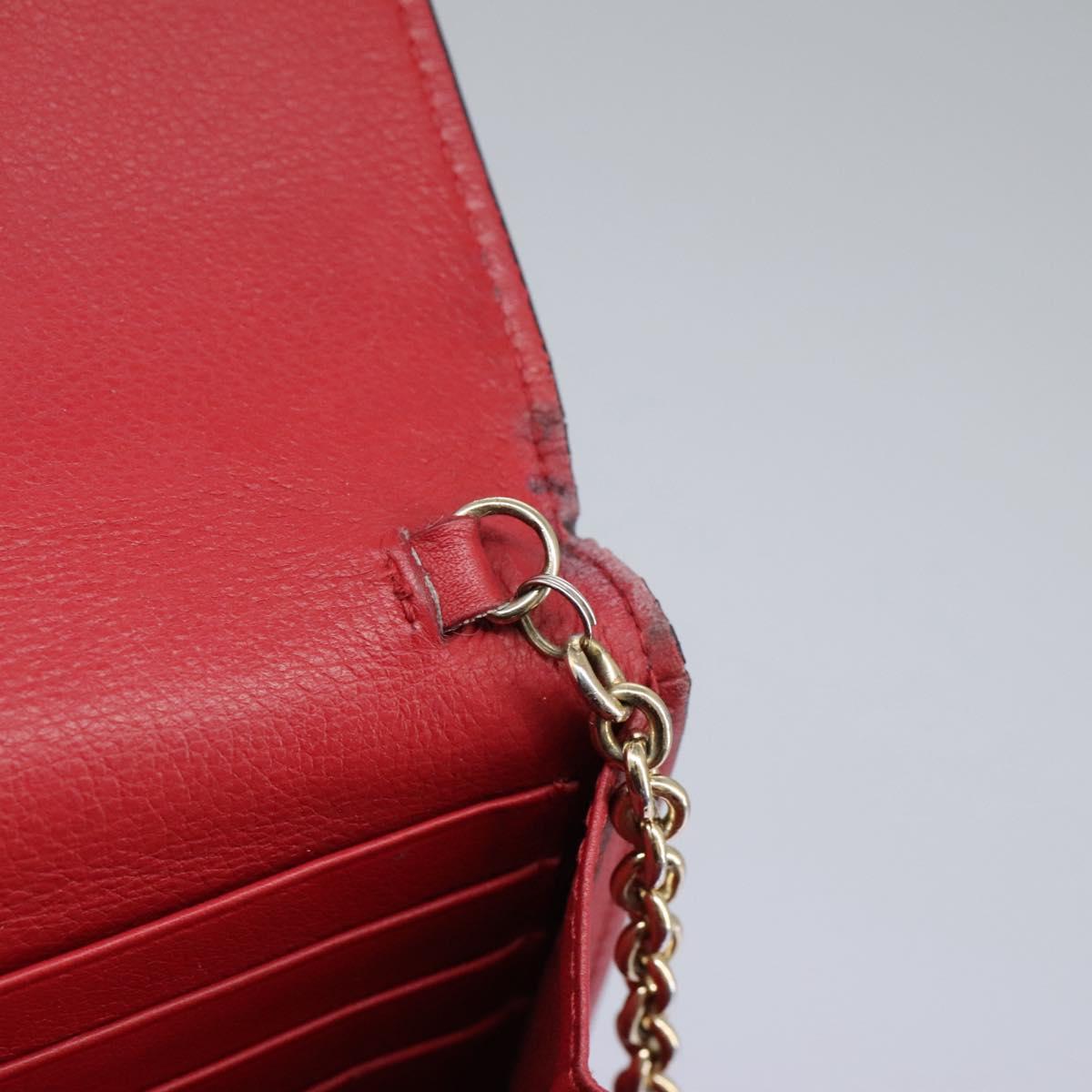 Salvatore Ferragamo Gancini Chain Shoulder Wallet Leather Black Auth 110302