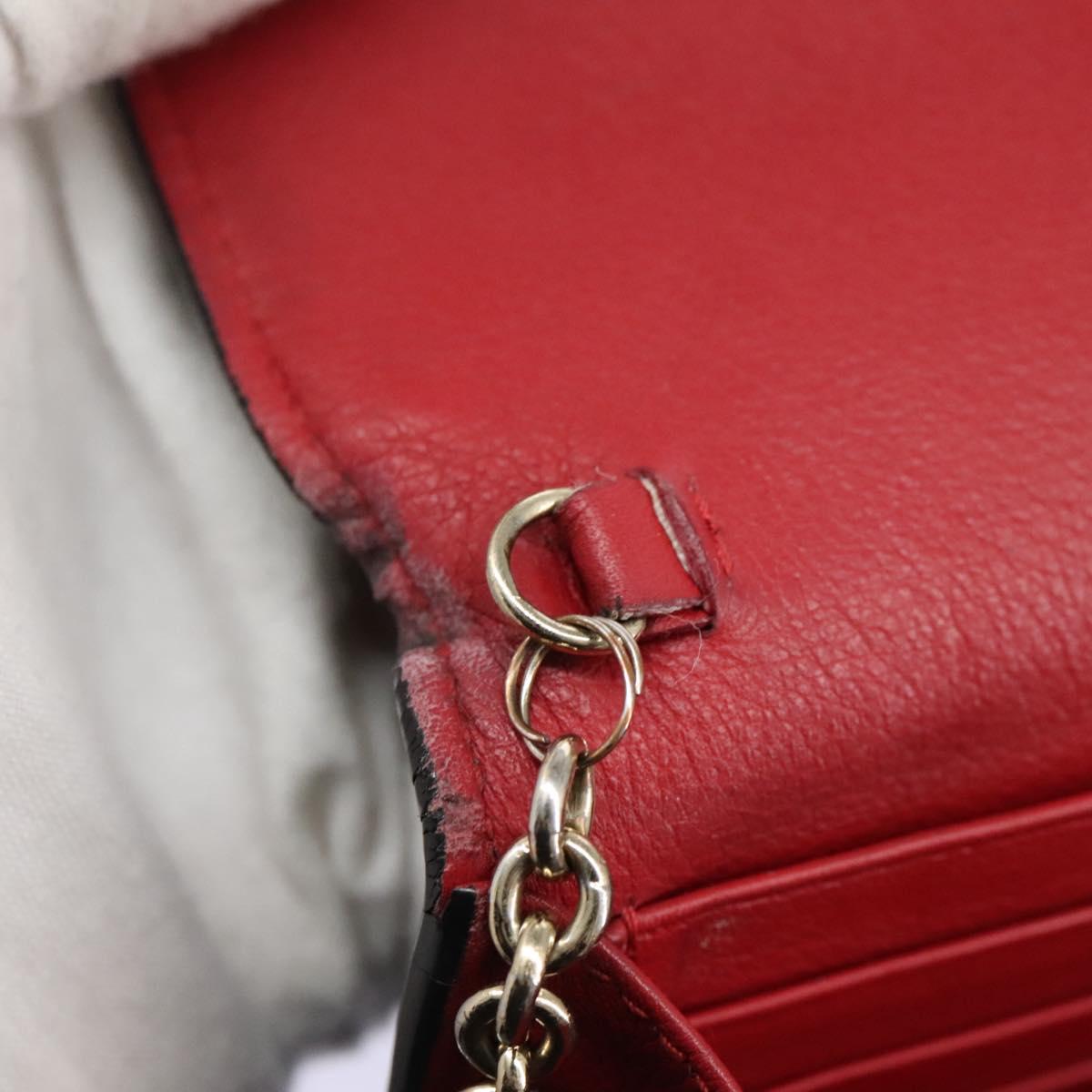 Salvatore Ferragamo Gancini Chain Shoulder Wallet Leather Black Auth 110302