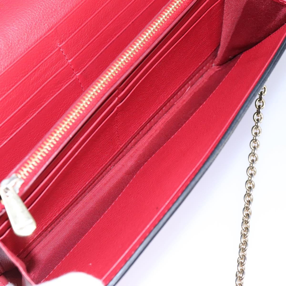 Salvatore Ferragamo Gancini Chain Shoulder Wallet Leather Black Auth 110302