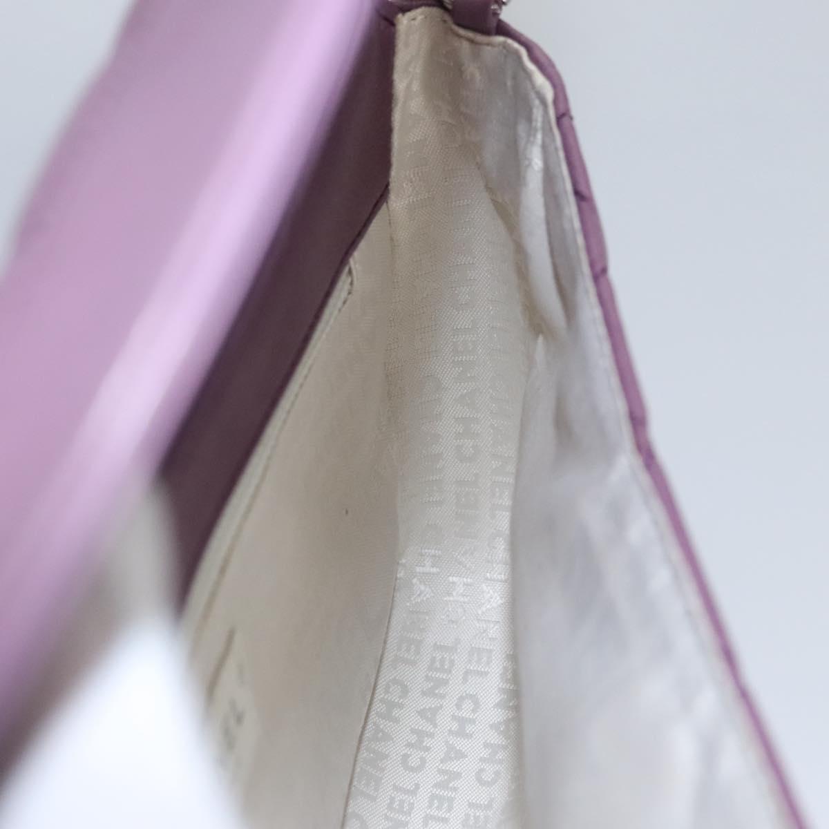 CHANEL Matelasse Chain Shoulder Bag Lamb Skin Purple CC Auth 110303AV