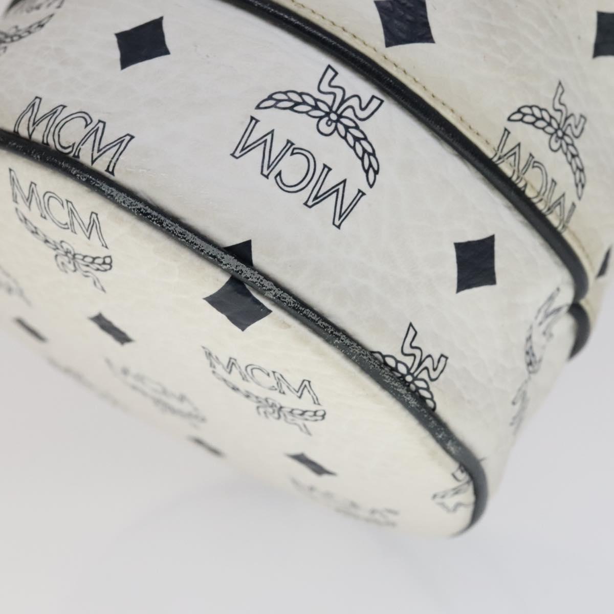 MCM Vicetos Logogram Shoulder Bag PVC Leather White Auth 110311