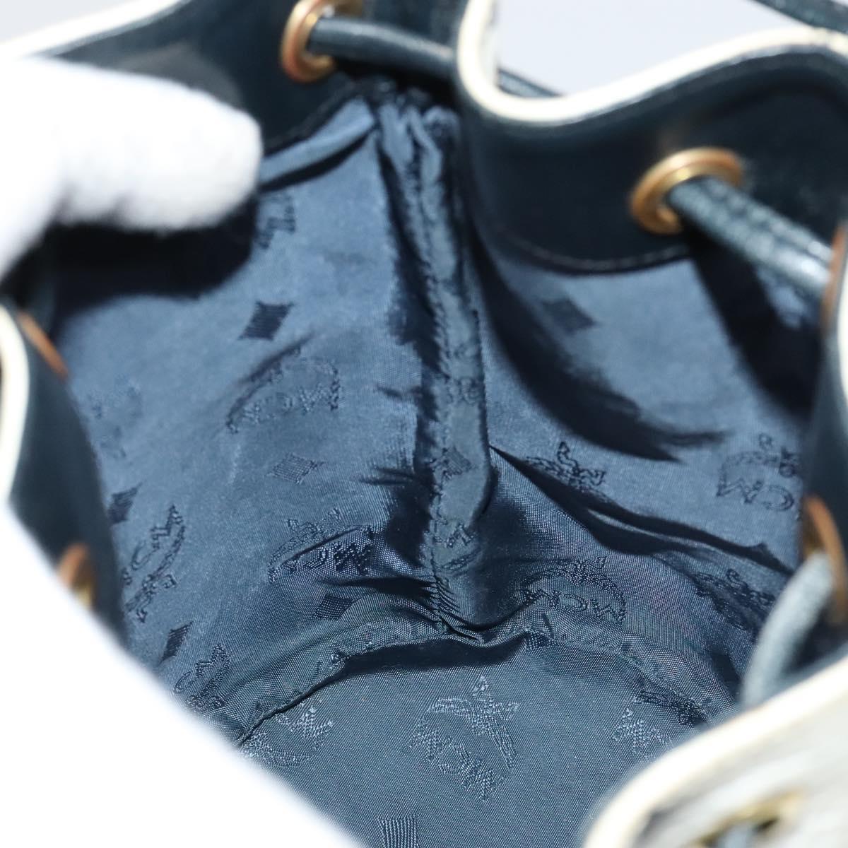 MCM Vicetos Logogram Shoulder Bag PVC Leather White Auth 110311