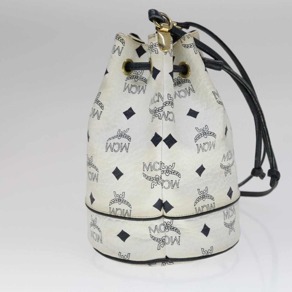 MCM Vicetos Logogram Shoulder Bag PVC Leather White Auth 110311