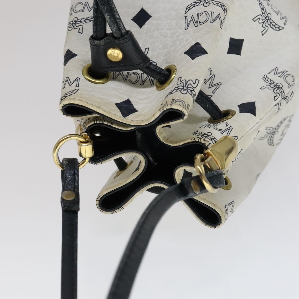 MCM Vicetos Logogram Shoulder Bag PVC Leather White Auth 110311