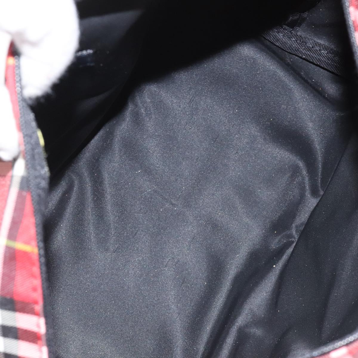 BURBERRY Nova Check Hand Bag Nylon Red Auth 110324