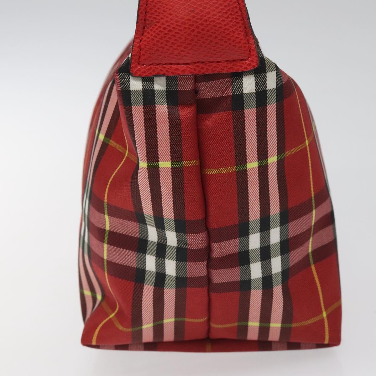 BURBERRY Nova Check Hand Bag Nylon Red Auth 110324