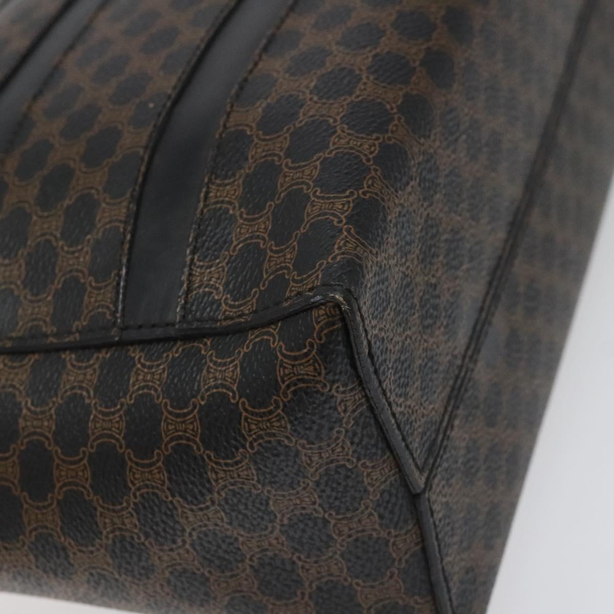 CELINE Macadam Canvas Hand Bag PVC Leather Black Auth 110331