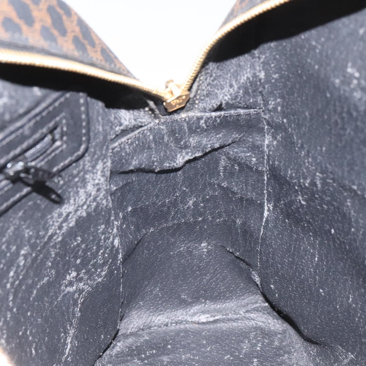 CELINE Macadam Canvas Hand Bag PVC Leather Black Auth 110331